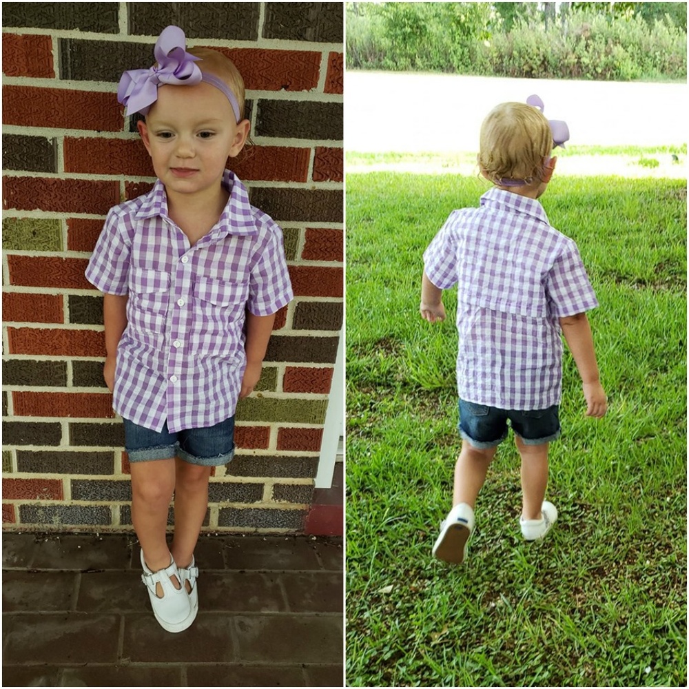 Purple Gingham Fishing Style Shirt
